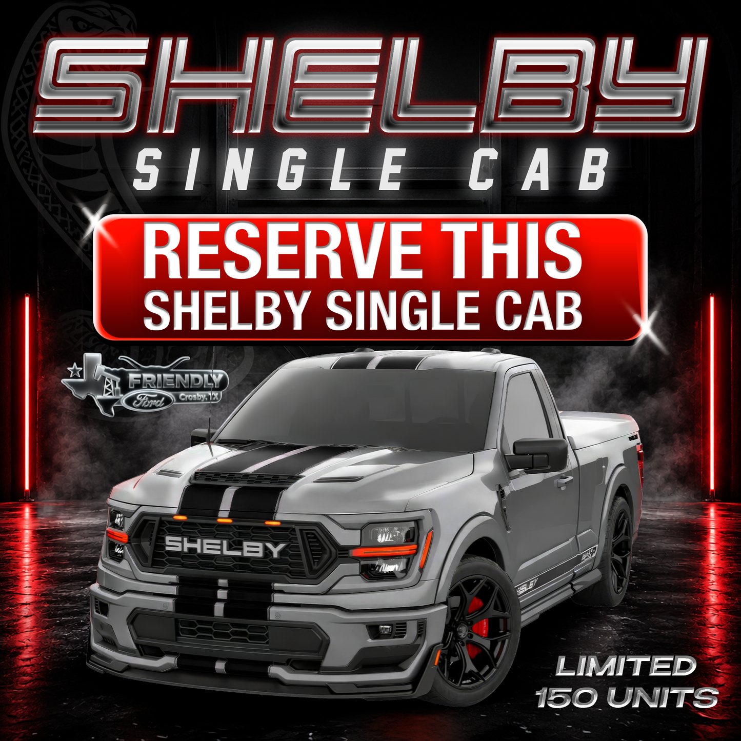 Shelby Single Cab (Reserve Deposit) -Grey with Black Stripes and Black Wheels-